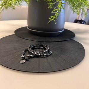 Black & Silver Beaded Wrap Bracelet